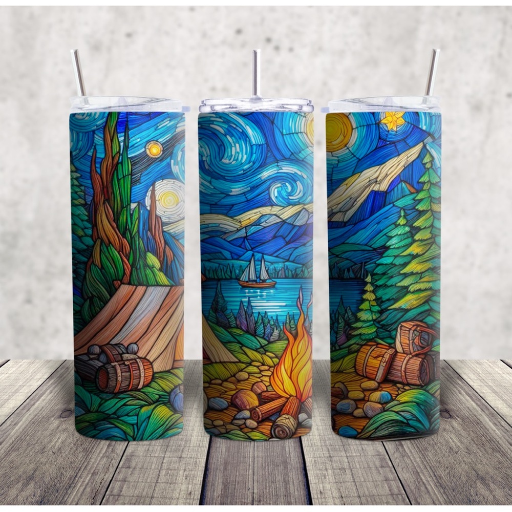 Hand Crafted Vibrant Scenic Camping Tumbler